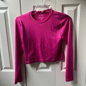 NWOT Just Polly Long Sleeve Crop-Top, Pink, Size XL